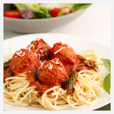 spaghetti + meatballs